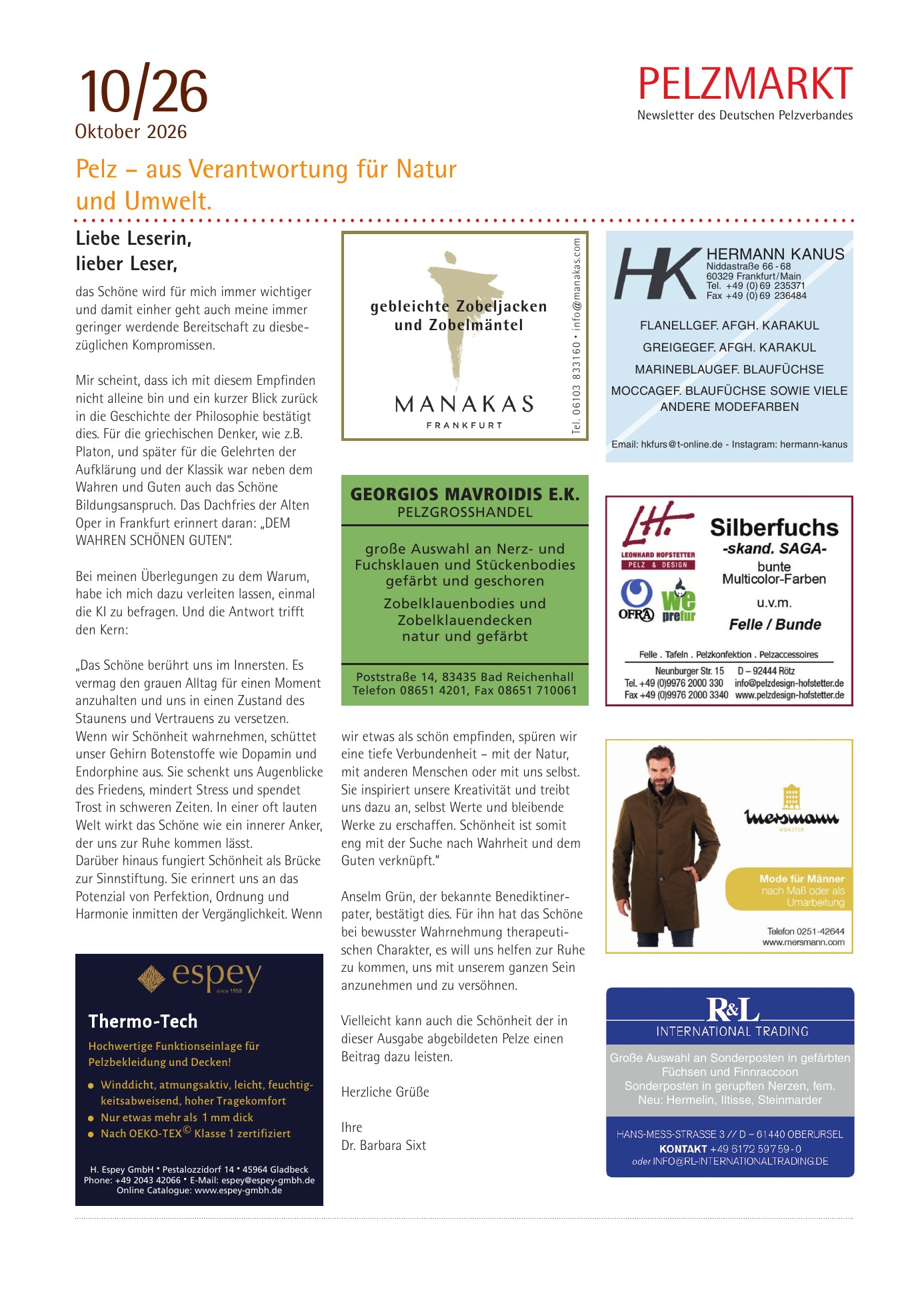 Titelblatt PELZMARKT 10/26, Oktober 2026